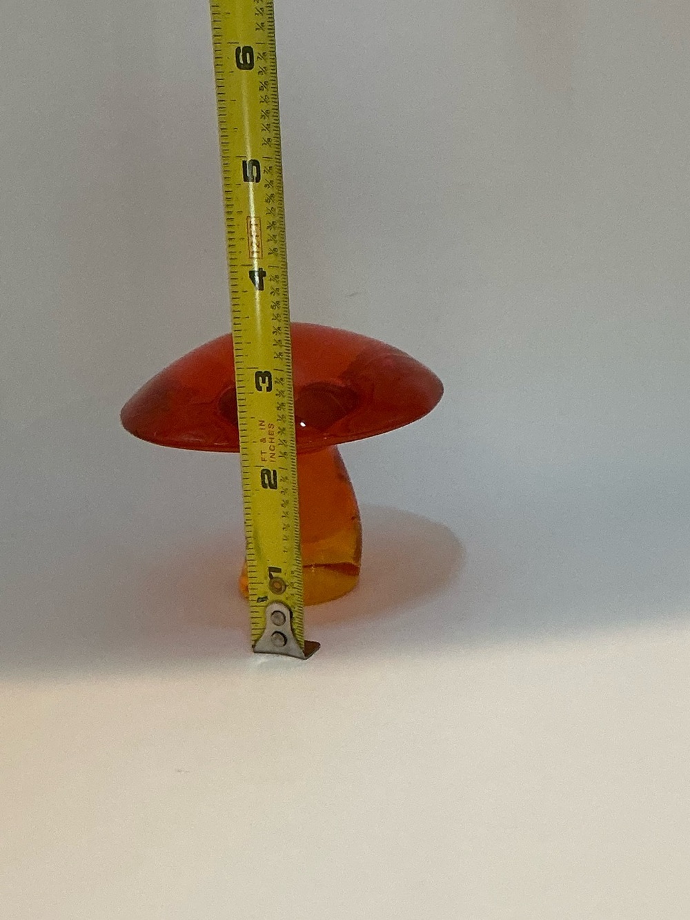 Mushroom Hand Blown Amber Art Glass Paperweight Vintage Mid-Century Style Decor - Picture 5 of 8